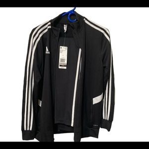 Adidas tiro youth unisex black white 3 stripe track suit size large set.